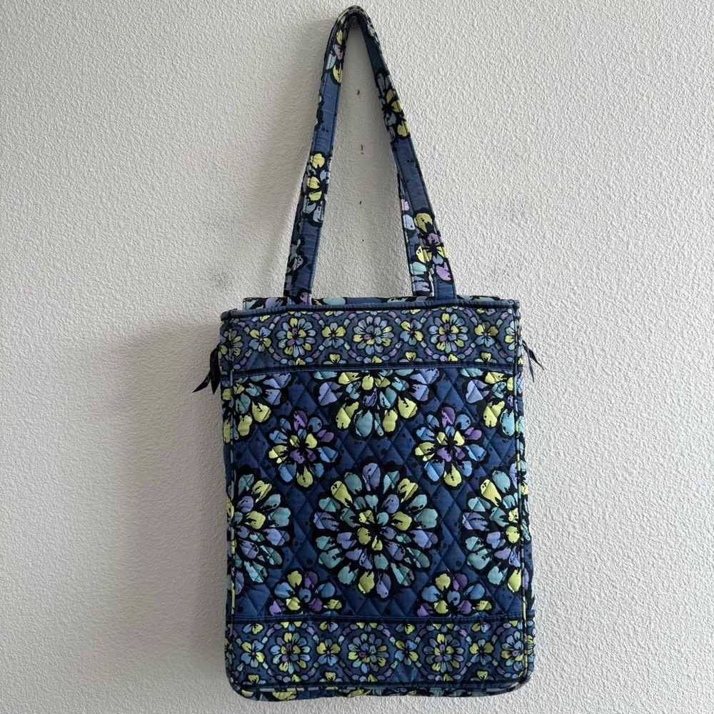 Vera Bradley Indigo Pop Checkpoint Friendly Laptop Tote Bag Blue Floral Fall
